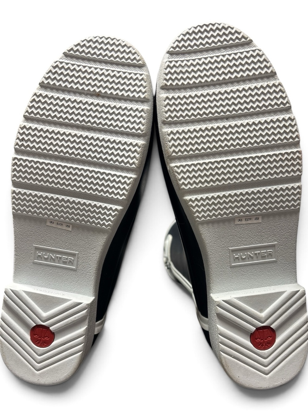 Hunter Boots Refined Slim Fit Contrast Rain Boots Dark Navy White Women Size 8 - Picture 6 of 8